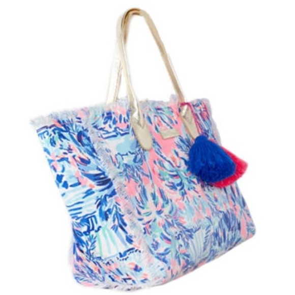 Lilly Pulitzer Gypset Frayed Beach Tote - Picture 2 of 8